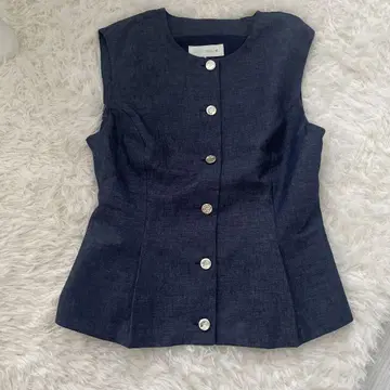 ZARA 다크 블루 슬리브리스 상의 M