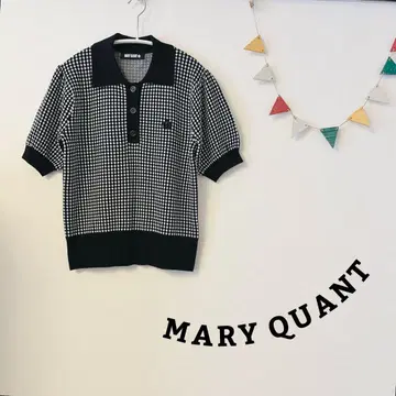 MARY QUANT 바이컬러 데이지 폴로 풀오버 블랙