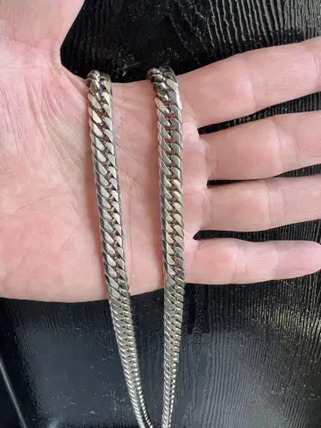순 티타늄 6면 더블 키헤이 목걸이 50cm 새상품 플래티넘급 광채