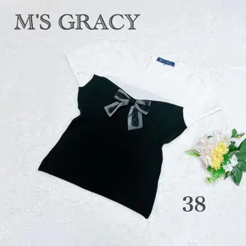 새상품급 M'S GRACY 엠즈 그레이시 반팔 썸머 니트 상의 리본