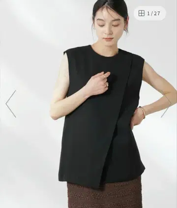 [택 포함 새상품] 더블 크로스 프론트 레이어드 블라우스 (셋업 가능)