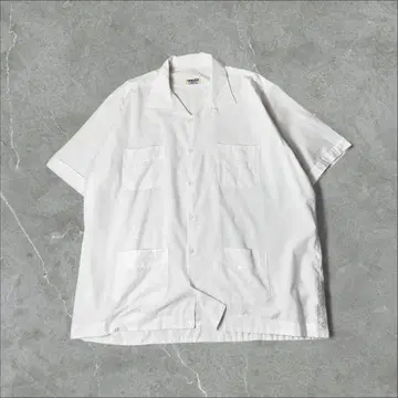 NORMA 자수 오픈 카라 셔츠 쿠바 셔츠 XXL 화이트