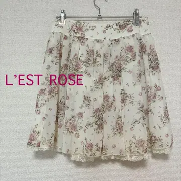 [ L'EST ROSE ] 꽃무늬 플레어 스커트 레이스 화이트 핑크 꽃
