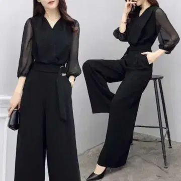 쉬폰 올인원 와이드 팬츠 드레스 원피스