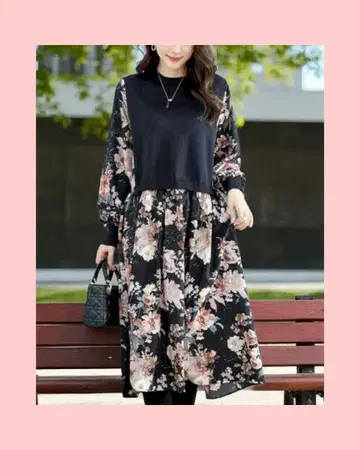 미사용 새상품! 이소재 도킹 꽃무늬 원피스 L~XL