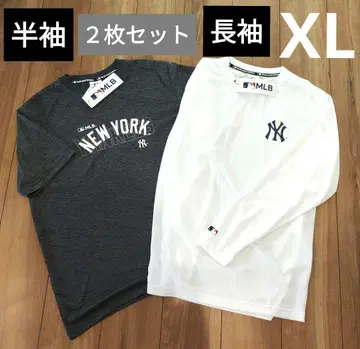 MLB 양키스 메쉬 T셔츠 반팔 긴팔 LL 사이즈 2매 세트