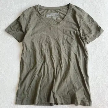 무인양품 MUJI V넥 티셔츠 면100% 반팔 티셔츠 심플 M