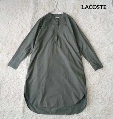 LACOSTE 라코스테 셔츠 원피스 로고 자수 밴드 카라 카키 36