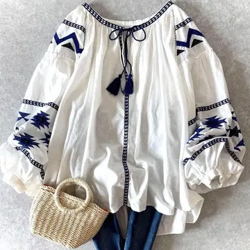 새상품급 저널 스탠다드 자수 블라우스 린넨 코튼 자수