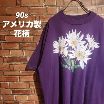 90년대 미국제 데이지 플라워 꽃무늬 반팔 티셔츠