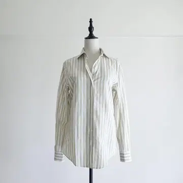 Faconnable 와이드 스트라이프 코튼 린넨 셔츠 베이지 40