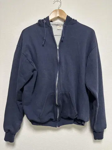 퍼플네이비 더블 페이스 지퍼 후드티 70년대 sportswear USA