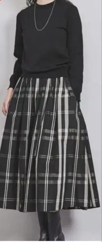 유나이티드 애로우즈 체크 타프타 개더 스커트