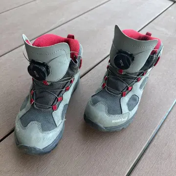 Kids 19cm mont-bell 등산화 BOA 시스템 그레이/레드
