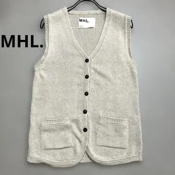 새상품급 MHL 린넨 혼방 슬리브리스 니트 베스트 베이지