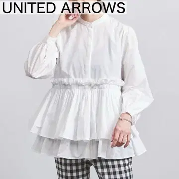 [새상품급] UNITED ARROWS P 타프타 레이디 블라우스 화이트