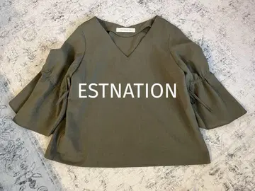 ESTNATION 드로스트 소매 플레어 블라우스