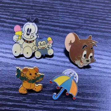 쇼와 레트로 밥독 제리 곰 베어 우산 핀 배지 4종 세트 잡화