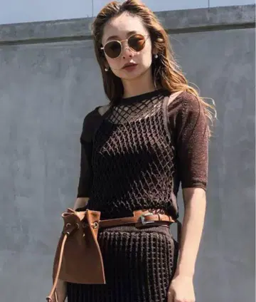 MEDI CROCHET LAYERED KNIT 브라운