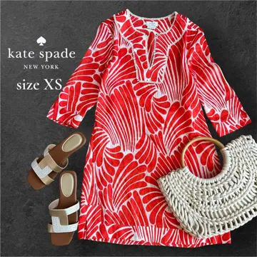 kate spade 린넨 혼방 실크 튜닉 원피스 XS 보태니컬 무늬