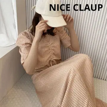 [ NICE CLAUP ] 멀티 웨이 세트 원피스 깅엄 체크 오렌지 F