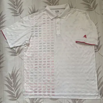 adidas CLIMACOOL 패턴 x 화이트 폴로 셔츠 L