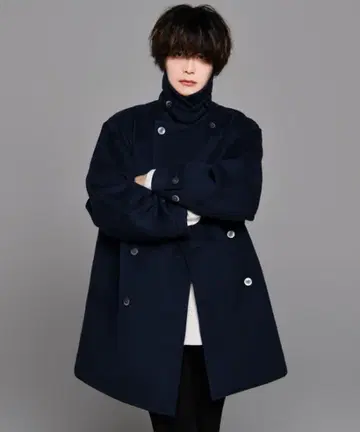 ADRER 비버 멜톤 오버 P 코트 네이비