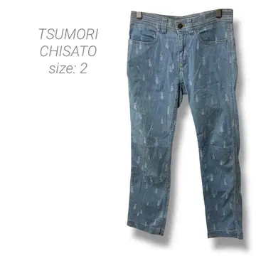 [ 츠모리치사토 ] TSUMORI CHISATO 프린트 디자인 데님 블루