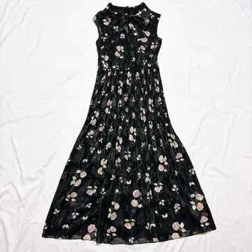 TOCCA 토카 블랙 롱 꽃 시어 원피스 보우타이 리본
