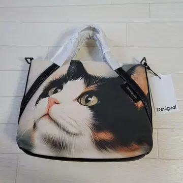 Desigual 고양이 프린트 미니 토트백