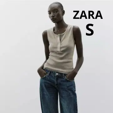 [새상품] ZARA 리브 그라데이션 상의 카키 탱크탑 S