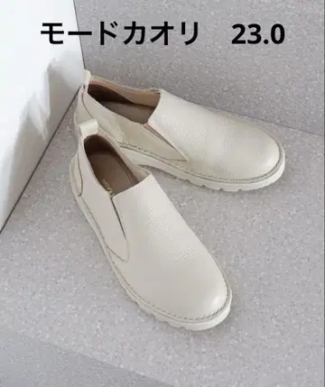 모드 카오리 가죽 신발 천연 가죽 아이보리 슬립온 23.0