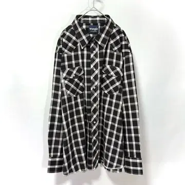 Wrangler 랭글러 웨스턴 셔츠 긴팔 체크 베스트 배색 블랙계