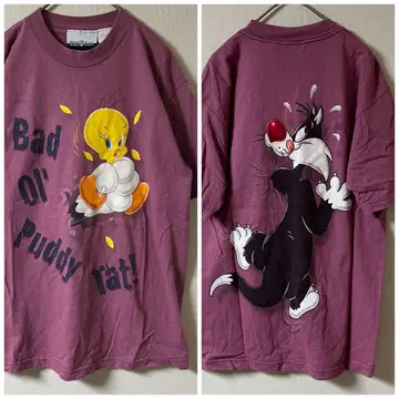 Warner Bros/TWEETY 프린트 t셔츠/M/퍼플 계열/USA