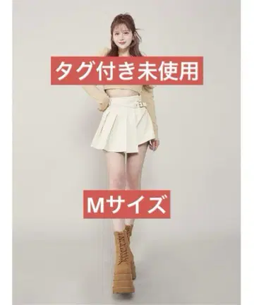 다리치 가죽 랩 플리츠 미니 스커트 아이보리 M