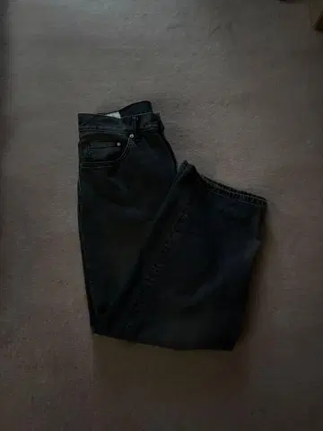 H&M BAGGY 데님 팬츠 다크 그레이