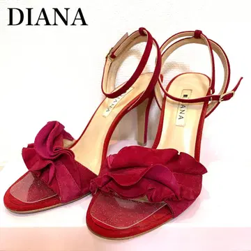 DIANA 프릴 스웨이드 빨간색 샌들