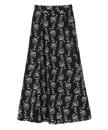 CLANE STRIPE FLOWER EMBROIDERY SKIRT 자수