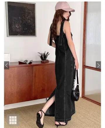블랙 데님 맥시 살로펫