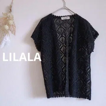 LILALA 시스루 니트 베스트 [M] 겉옷 레이스 슬리브리스 V넥