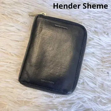 [인기] Hender Sheme 스퀘어 지퍼 퍼스 가죽 반지갑 블랙