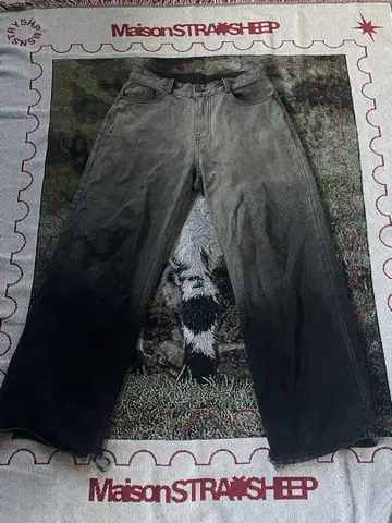그라데이션 그레이 와이드 배기 데님
