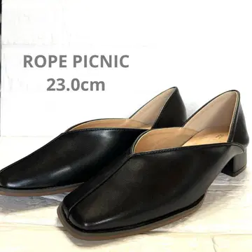 [미사용 새상품] ROPE PICNIC 펌프스 가죽 23.0 블랙