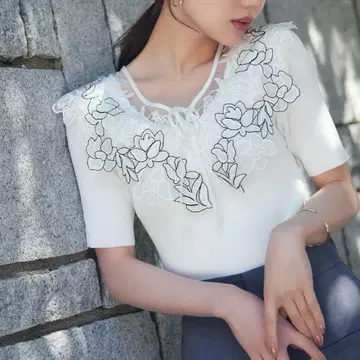 프로포션 바디 드레싱 케이프풍 레이스 니트