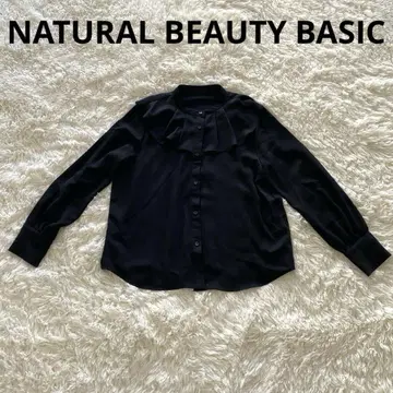 [ NATURAL BEAUTY BASIC ] 셔츠(S) 블랙/프릴/긴팔