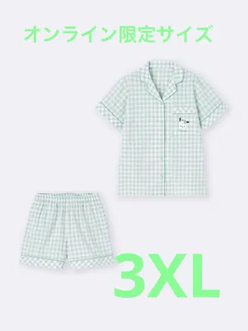 GU 산리오 카오하나 시리즈 포차코 3XL 체크 무늬 파자마 세트