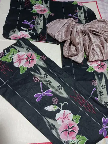 꽃무늬 블랙 컬러 세퍼레이트 유카타 단품