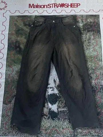Brown Sand Brush Wide Denim Pants