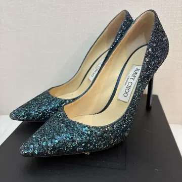 JIMMY CHOO 터콰이즈 글리터 하이힐