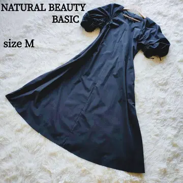NATURAL BEAUTY BASIC 개더 퍼프 슬리브 원피스 롱